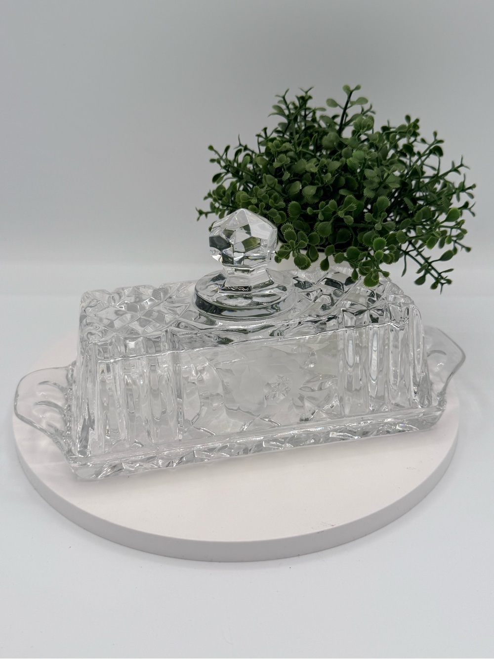 VTG Clear Pressed Glass Rectangular Covered Butter Dish